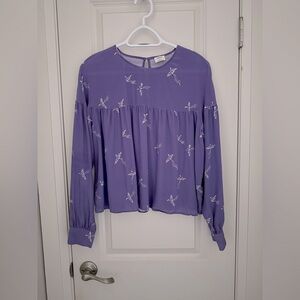 Wilfred purple bird print blouse